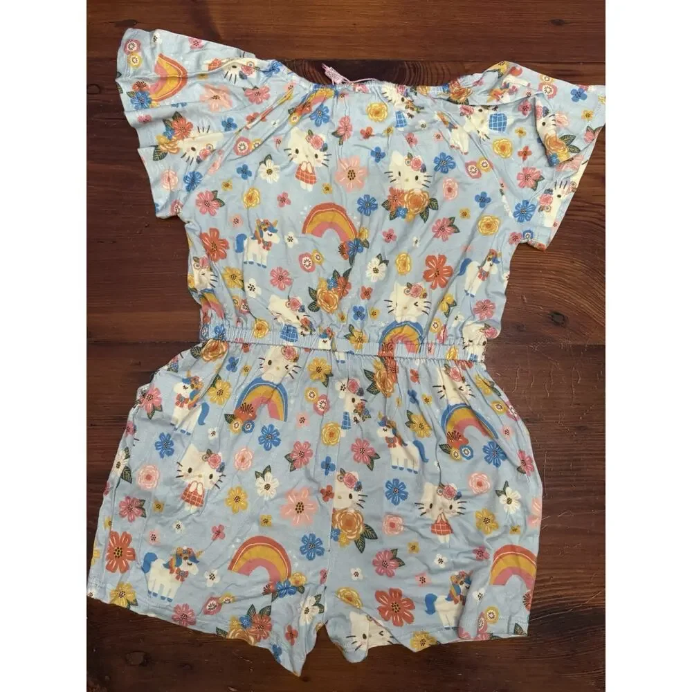 Posh Peanut Hello Kitty Springtime Girls Blue Summertime Shorts Romper 3T/4T NWT